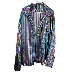 Sammy B Dexter Tie Front Top Women's Multicolor Sz L Stripes Long Sleeves Boho